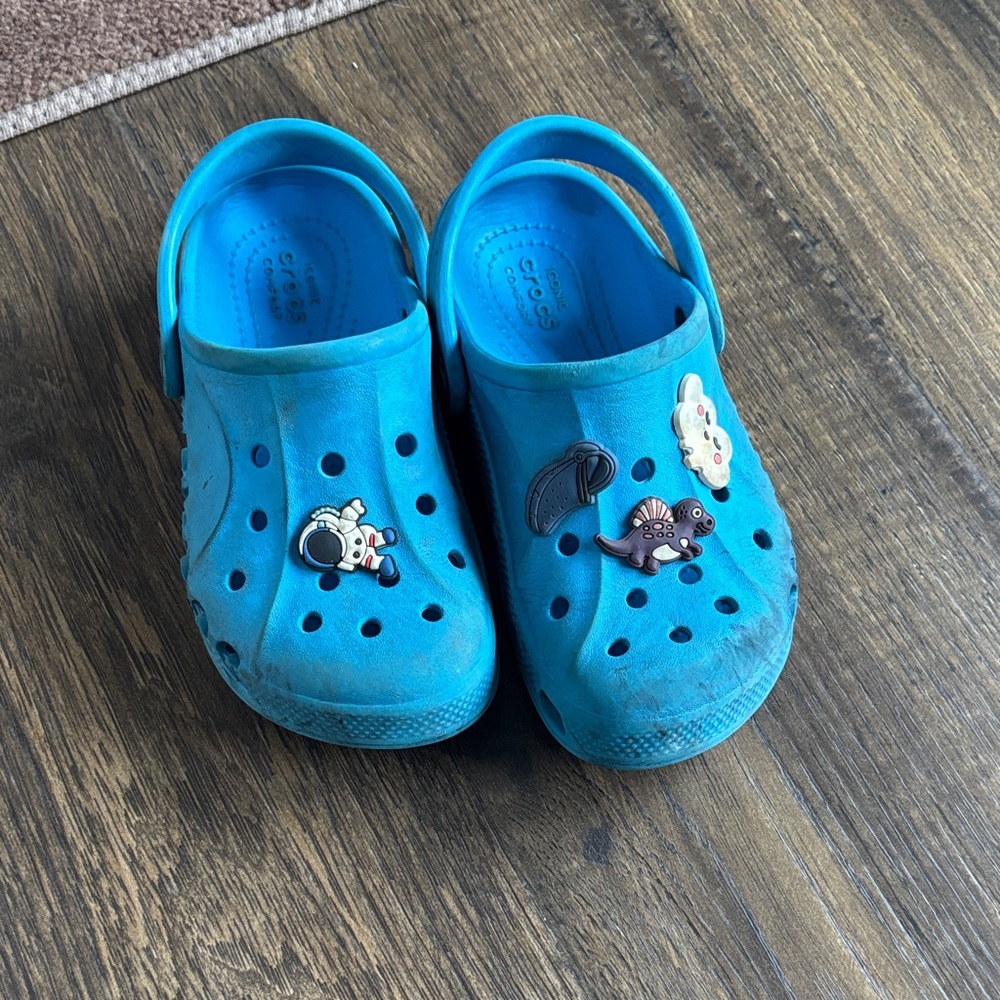 CROCS Bright Blue Clogs with Fun Charms